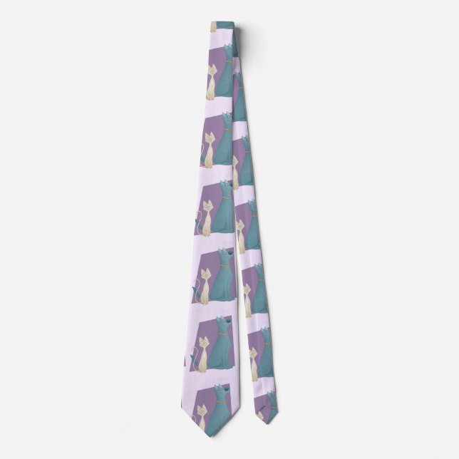 Colourful Cartoon Style Dog & Cat Tie (Front)
