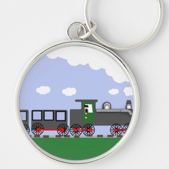 Colourful Cartoon Train Key Ring (Front)