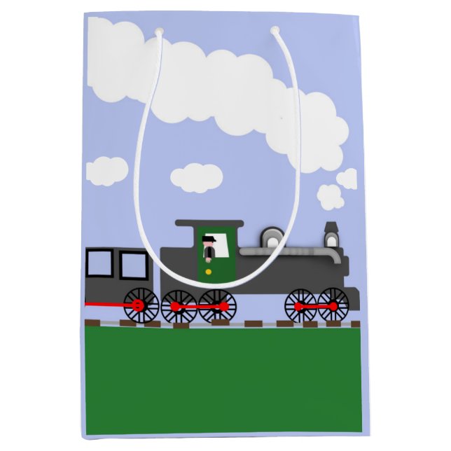Colourful Cartoon Train Medium Gift Bag (Front)