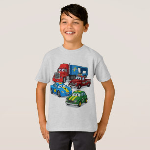 Colourful Cartoon Trucks and Cars Boys' T-Shirt