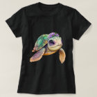 Colourful Cartoon Turtle With Floral Crown 
