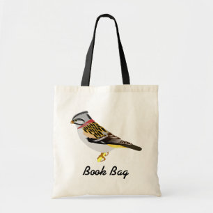 Colourful cartoon yellow and brown sparrow tote bag