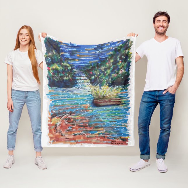 Colourful Cascade Fleece Blanket (In Situ)