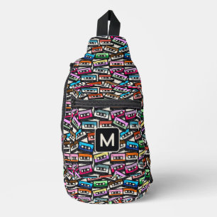 Colourful Casette Tapes custom monogram Sling Bag
