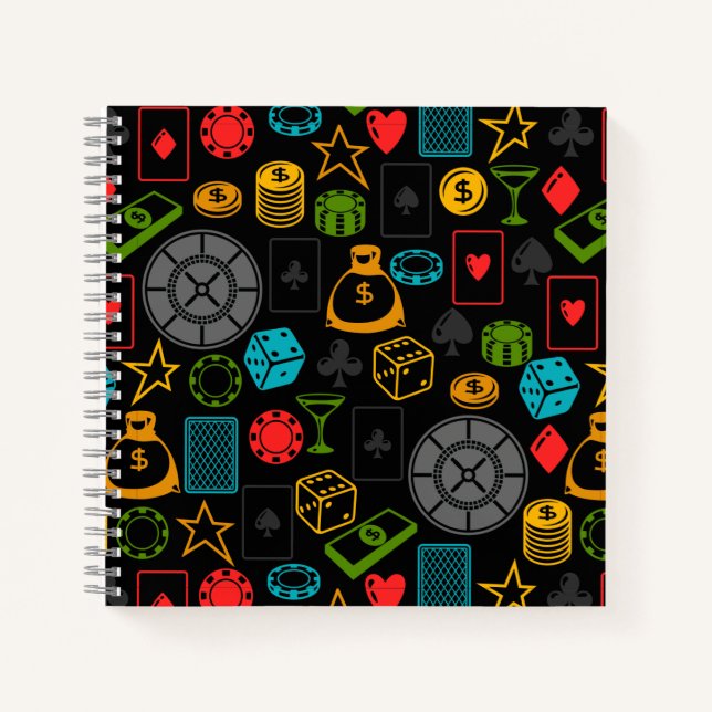 Colourful Casino Icons Notebook (Front)