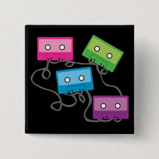 Colourful Cassette Tapes 15 Cm Square Badge
