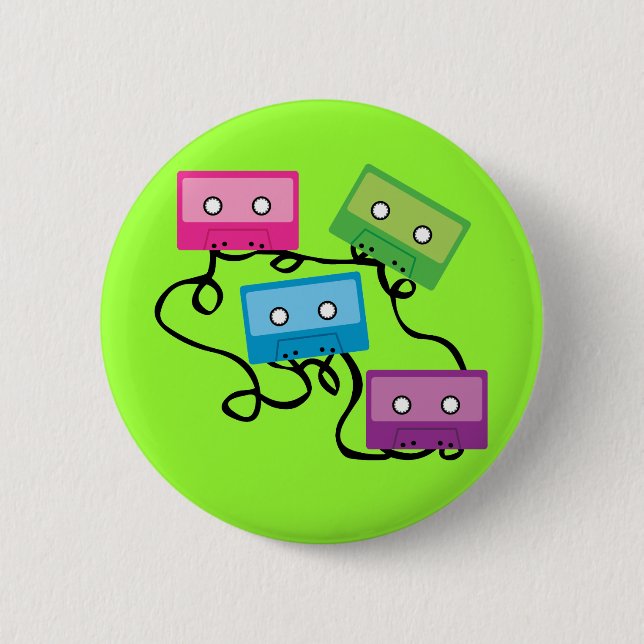 Colourful Cassette Tapes 6 Cm Round Badge (Front)