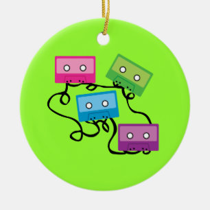 Colourful Cassette Tapes Ceramic Tree Decoration