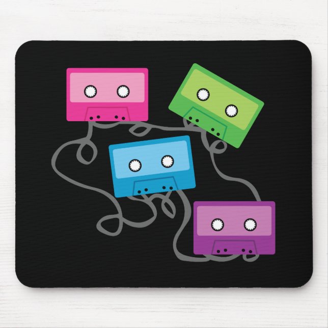 Colourful Cassette Tapes Mouse Mat (Front)