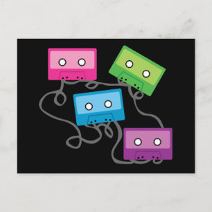 Colourful Cassette Tapes Postcard