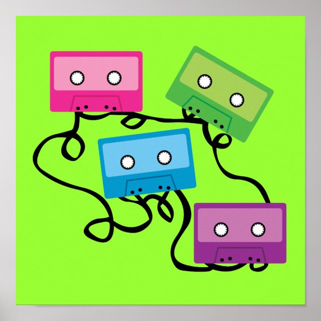 Colourful Cassette Tapes Poster (Front)