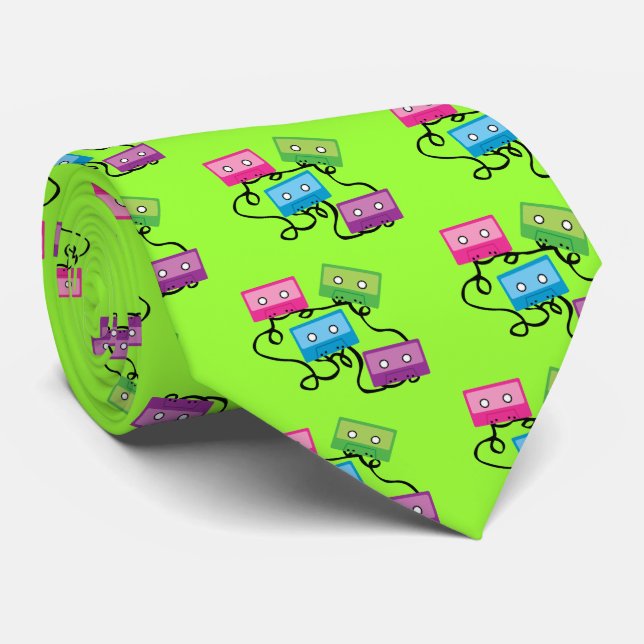 Colourful Cassette Tapes Tie (Rolled)