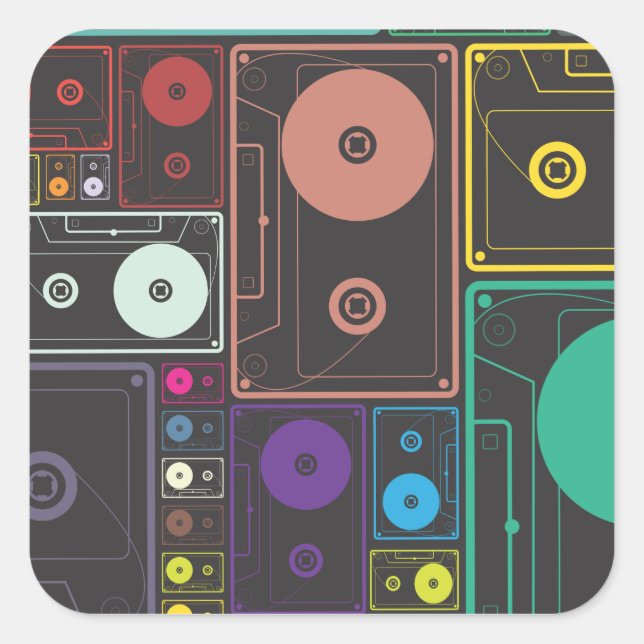 Colourful Cassettes Square Sticker (Front)