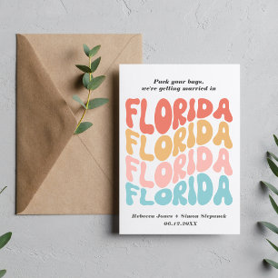 Colourful Casual Florida Wedding Save the Date Announcement Postcard
