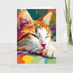 Colourful Cat Abstract Animal Holiday Card