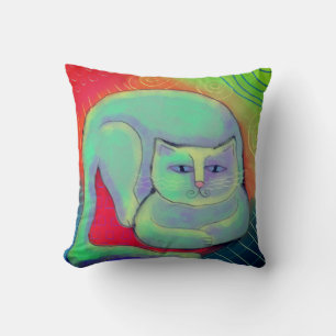 Colourful Cat Abstract Art Cushion