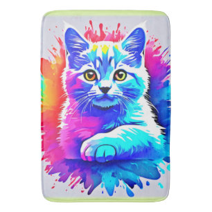 Colourful Cat Art Bath Mat
