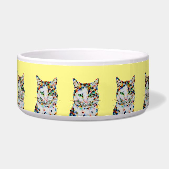 Colourful Cat Art Bowl (Front)