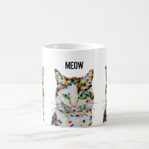 Colourful Cat Art Meow Mug