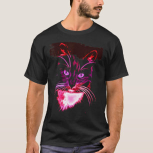 Colourful Cat Art Novelty T-Shirt - Cat Lover Gift