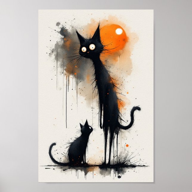 Colourful cat Art Poster (Front)
