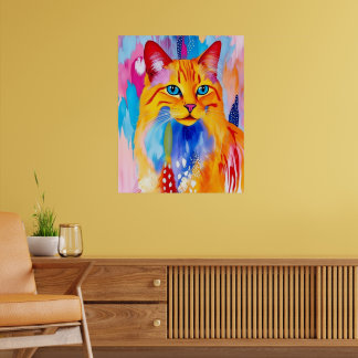 Colourful Cat Art Print – Vibrant and Bold Design