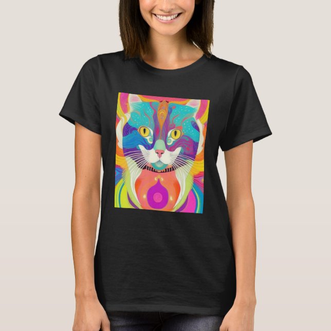 Colourful cat art T-Shirt (Front)