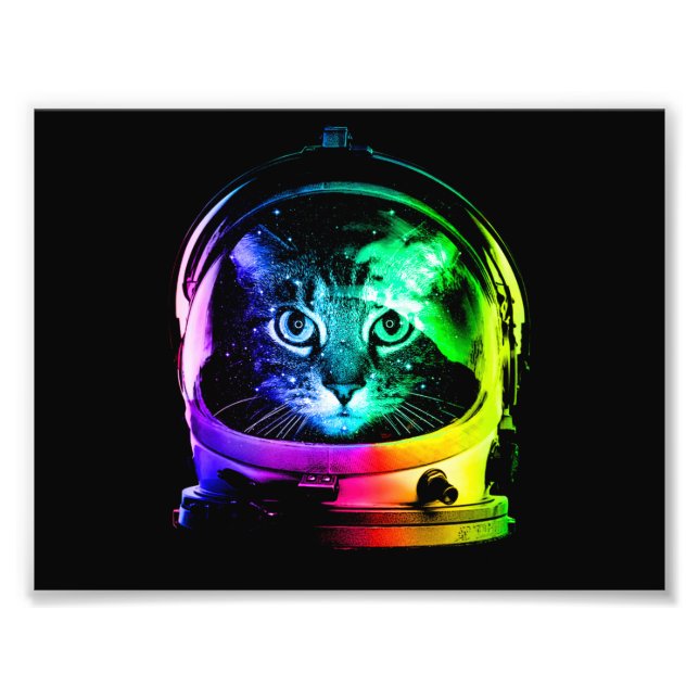 Colourful cat astronaut photo print (Front)