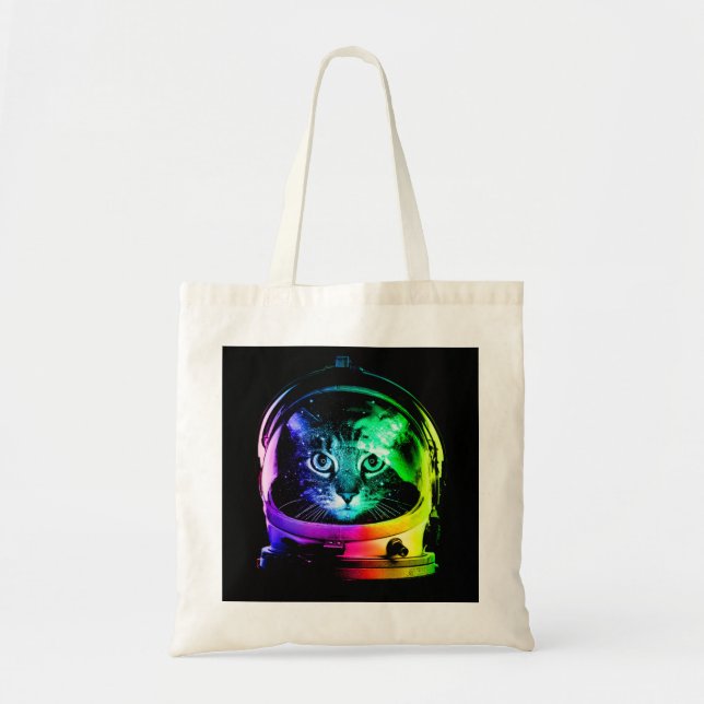 Colourful cat astronaut tote bag (Front)