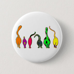 Colourful Cat Butts 6 Cm Round Badge