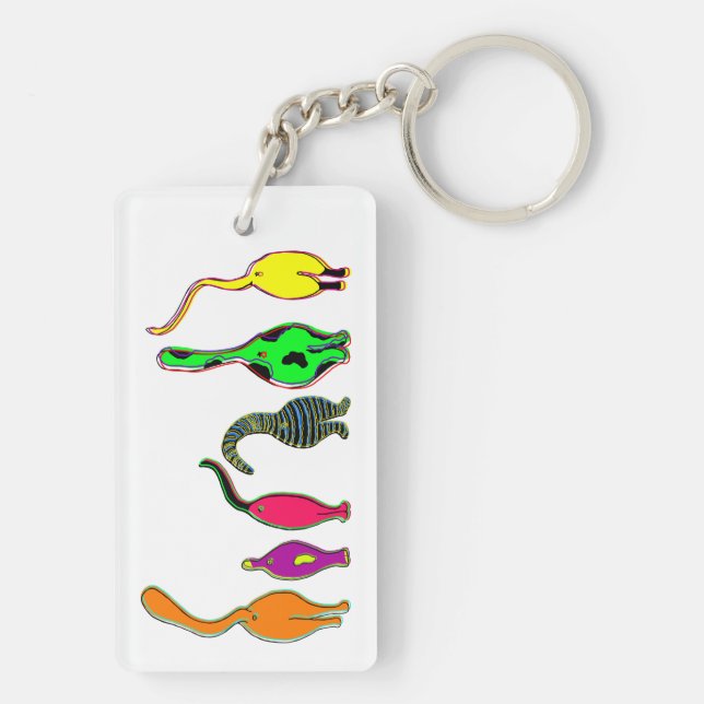 Colourful Cat Butts Key Ring (Back)