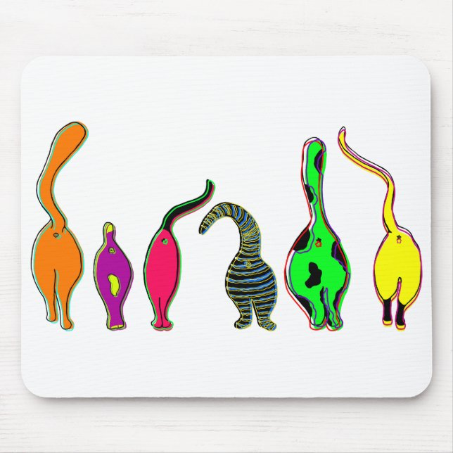 Colourful Cat Butts Mouse Mat (Front)