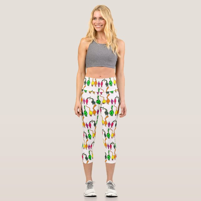 Colourful Cat Butts Pattern Capri Leggings (Front)