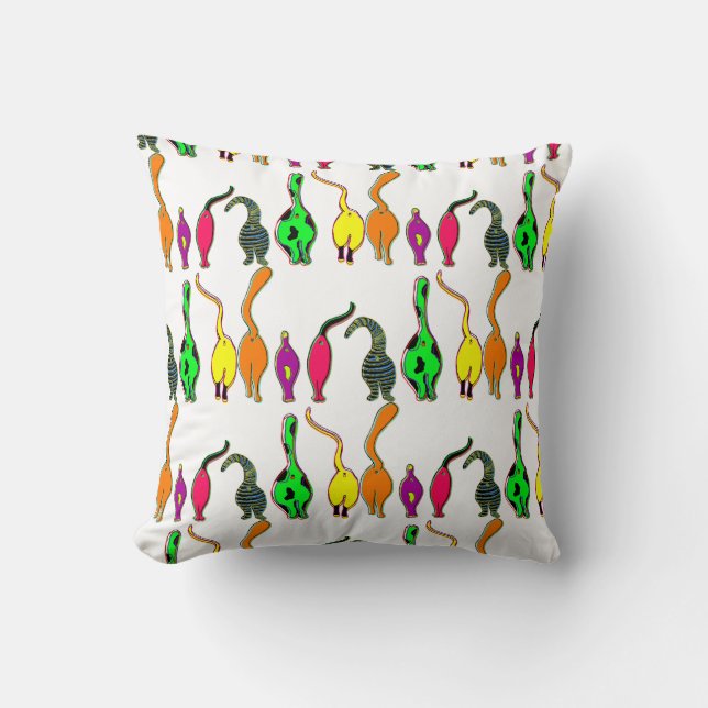 Colourful Cat Butts Pattern Cushion (Front)