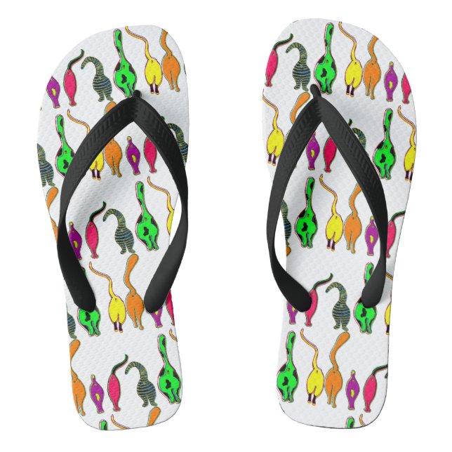 Colourful Cat Butts Pattern Flip Flops (Footbed)