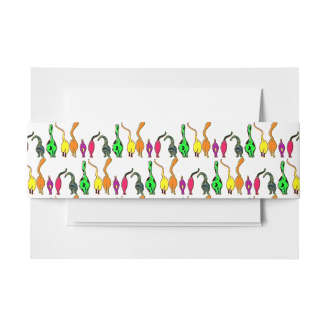 Colourful Cat Butts Pattern Invitation Belly Band (Front Example)