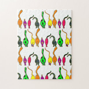 Colourful Cat Butts Pattern Jigsaw Puzzle