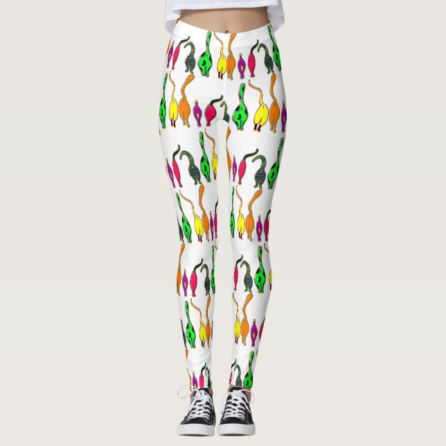 Colourful Cat Butts Pattern Leggings (Front)