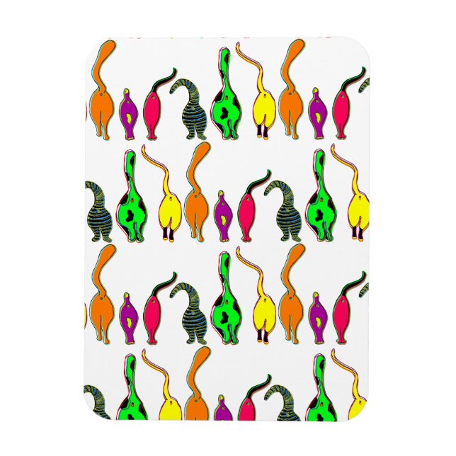 Colourful Cat Butts Pattern Magnet (Vertical)