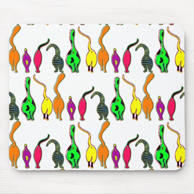 Colourful Cat Butts Pattern Mouse Mat (Front)