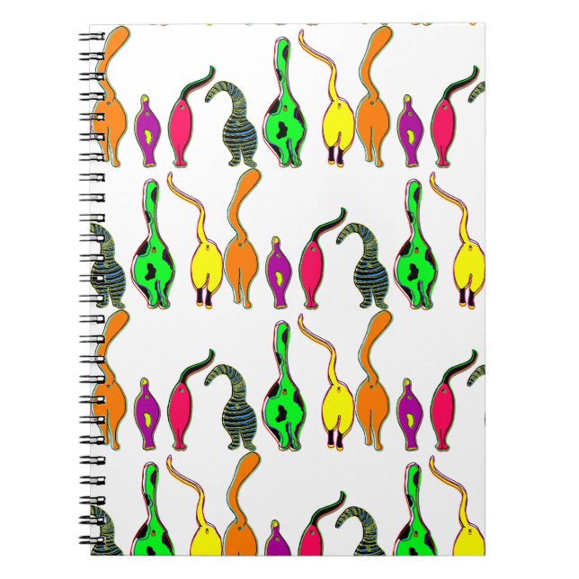 Colourful Cat Butts Pattern Notebook (Front)