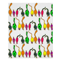 Colourful Cat Butts Pattern