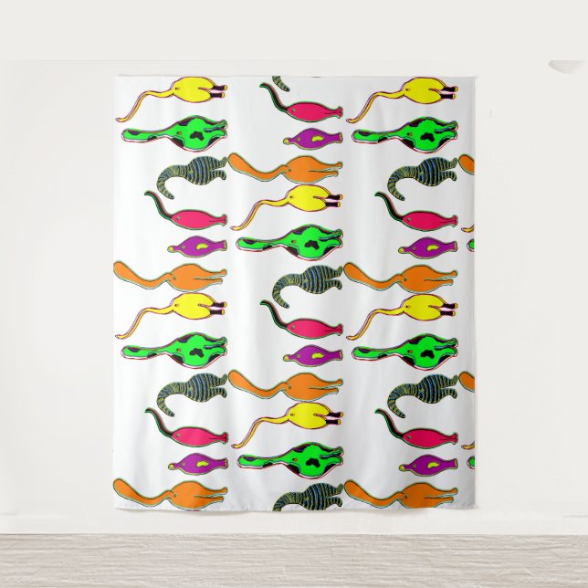 Colourful Cat Butts Pattern Tapestry (Front)
