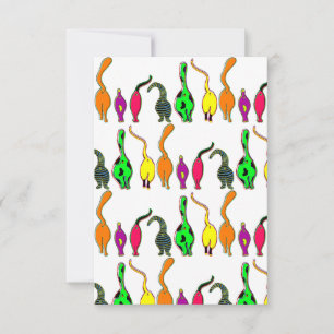 Colourful Cat Butts Pattern Thank You Card