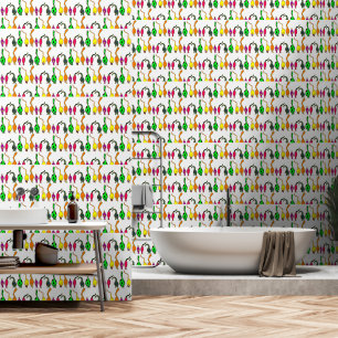 Colourful Cat Butts Pattern Wallpaper
