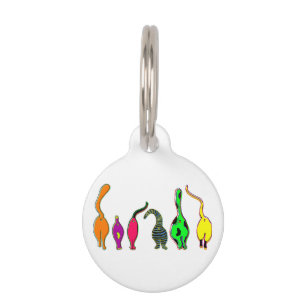 Colourful Cat Butts Pet Tag