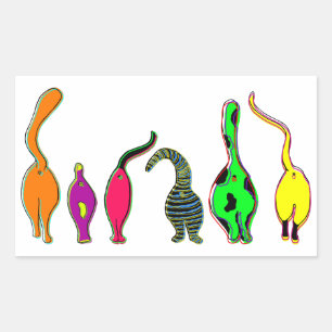 Colourful Cat Butts Rectangular Sticker