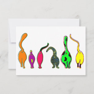 Colourful Cat Butts Thank You Card