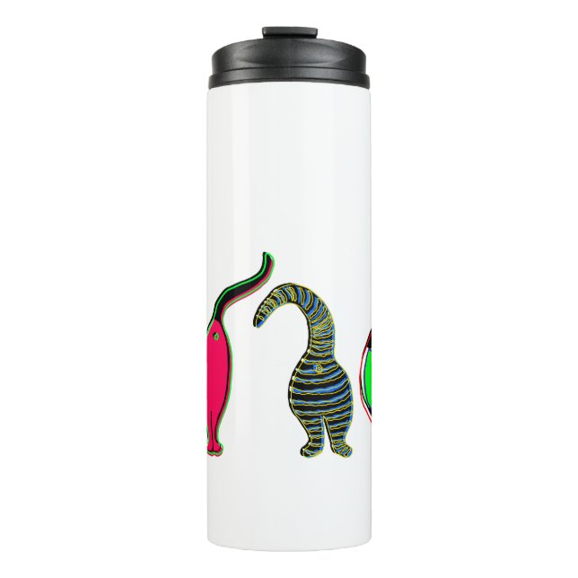 Colourful Cat Butts Thermal Tumbler (Front)