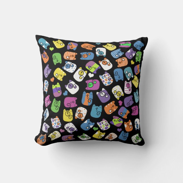 Colourful Cat Collage Cushion (Front)